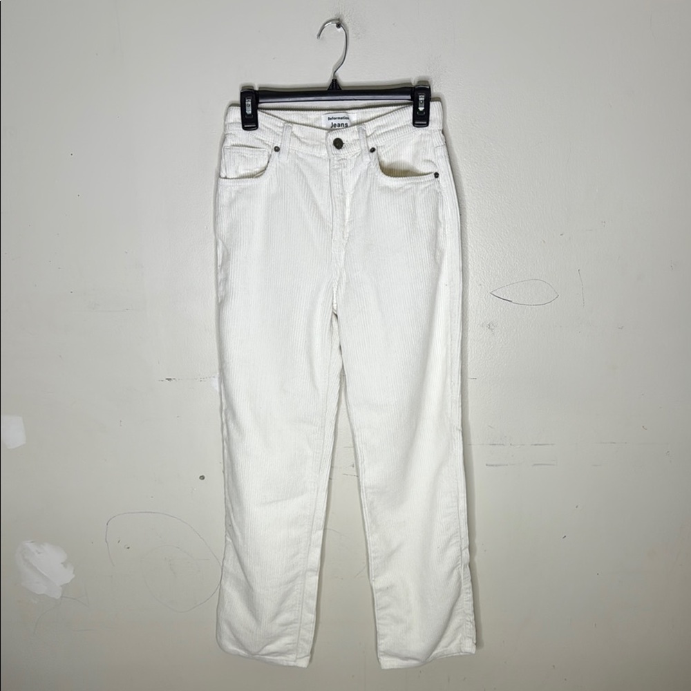 Reformation Val 90's Mid Rise Straight White Corduroy Pants Size 24